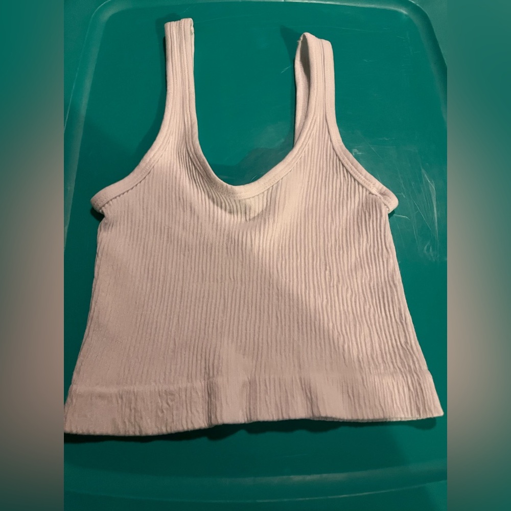 White Ribbed Tank Top